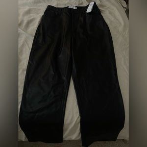 90s STRAIGHT ULTRA HIGH RISE LEATHER PANTS